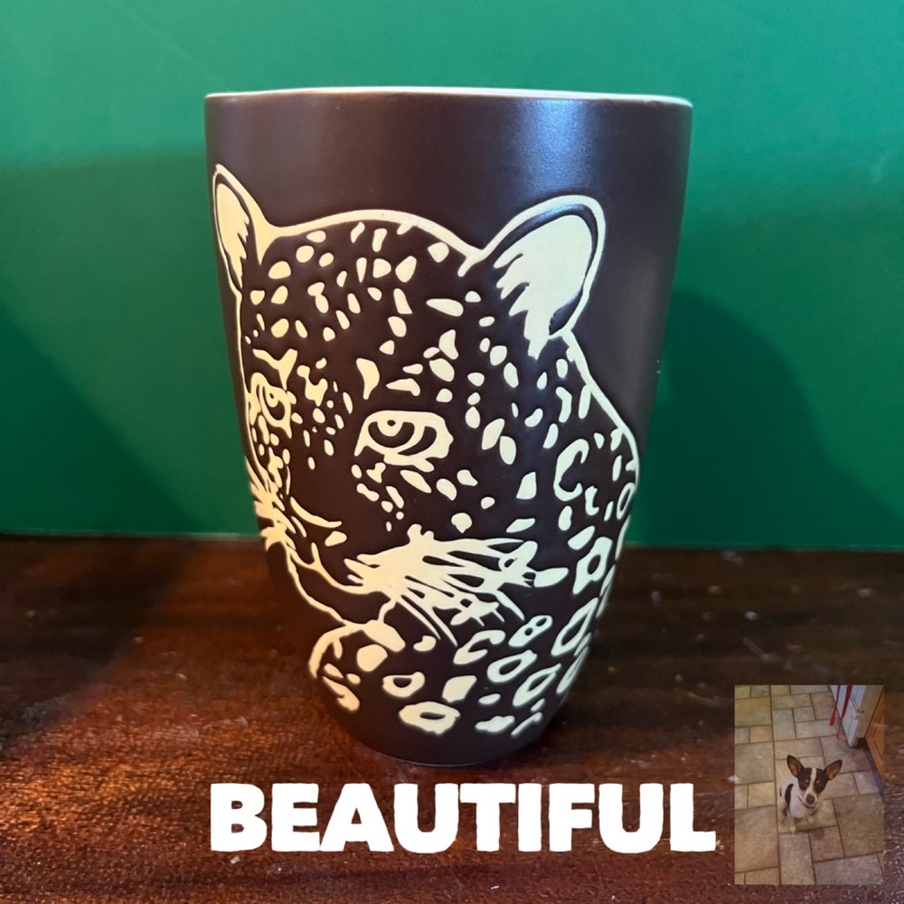 Spectrum Brown Coffee Mug with Leopard Motif
